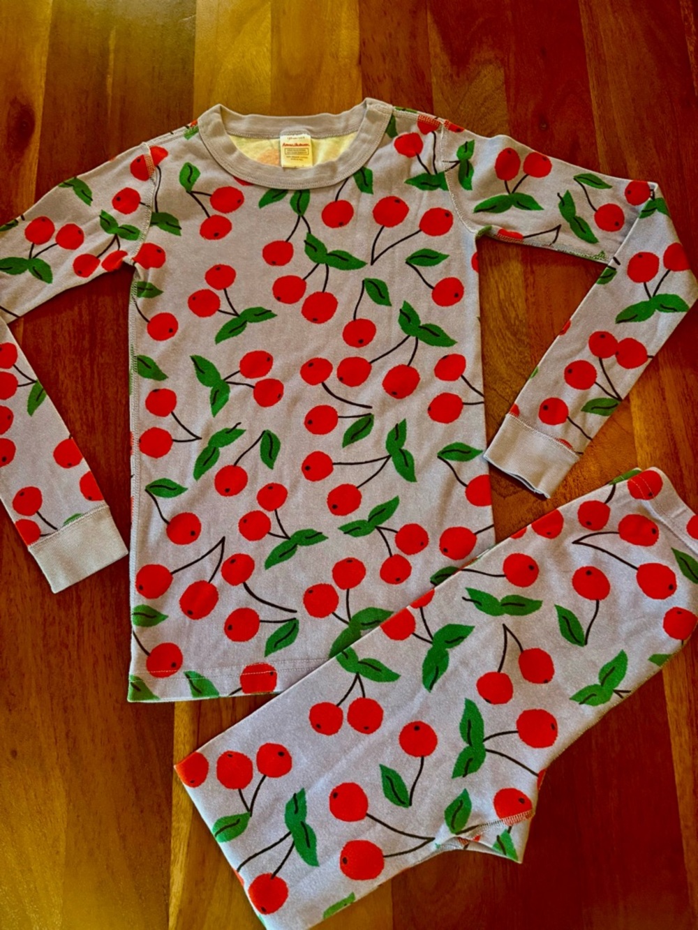 Hanna Andersson Red Cherry Print Long Sleeve Pajama Set
